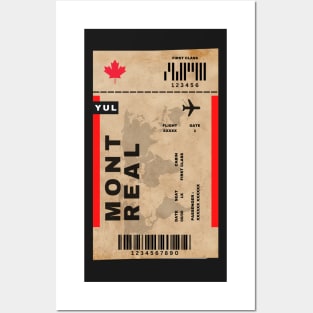 Montreal Boarding Pass Québec Canada YUL Destination Ticket Posters and Art